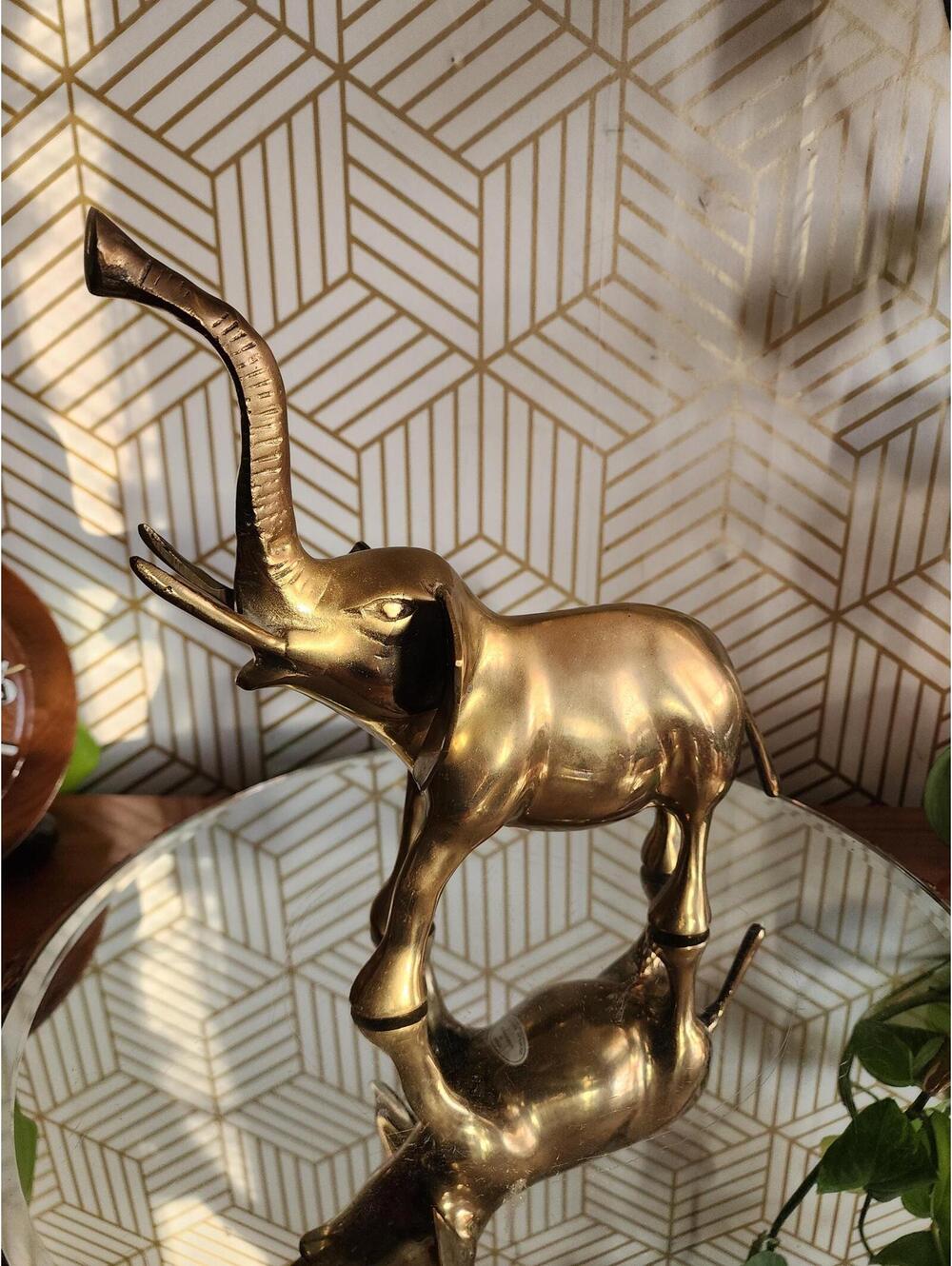 Vintage Solid Brass Elephant 9"